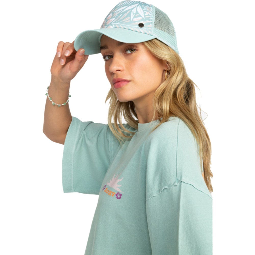 Womens Beautiful Morning Trucker Cap In Blue Surf Planao Apparel