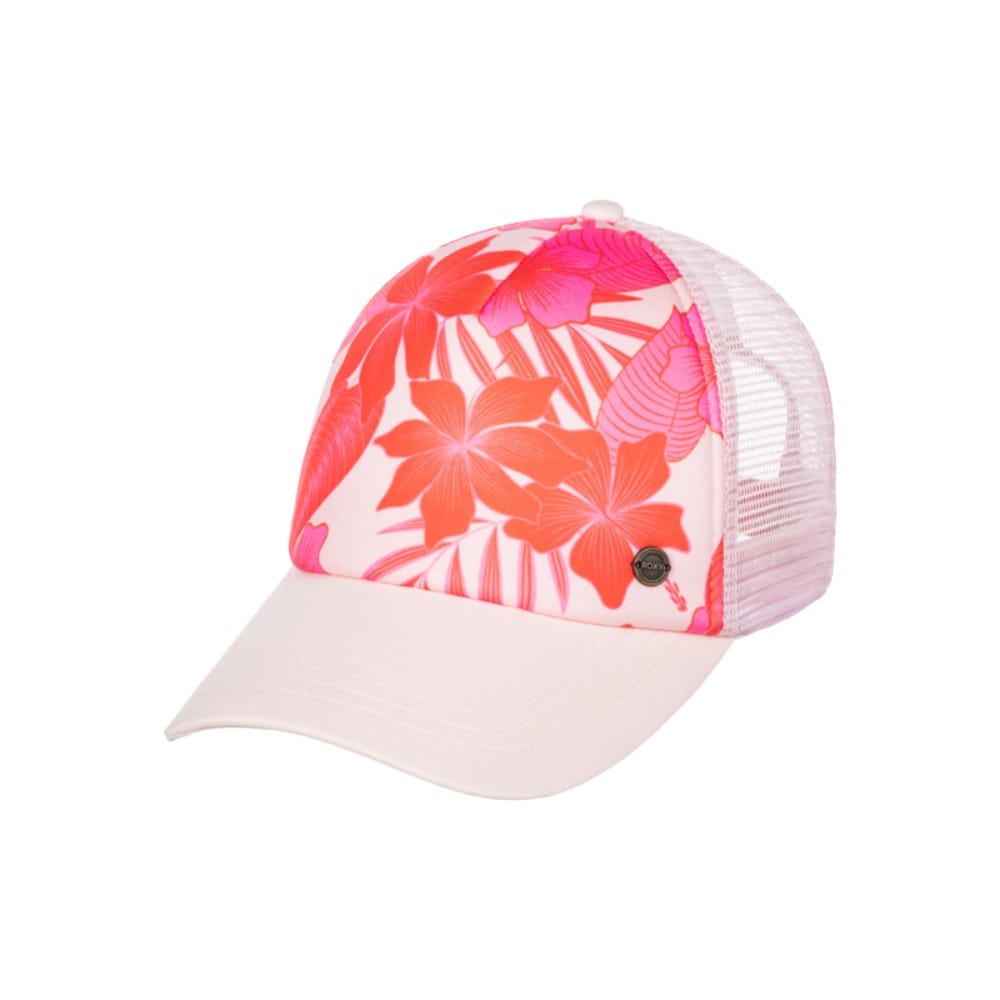 Womens Beautiful Morning Trucker Cap In Pale Dogwood Lhibiscus