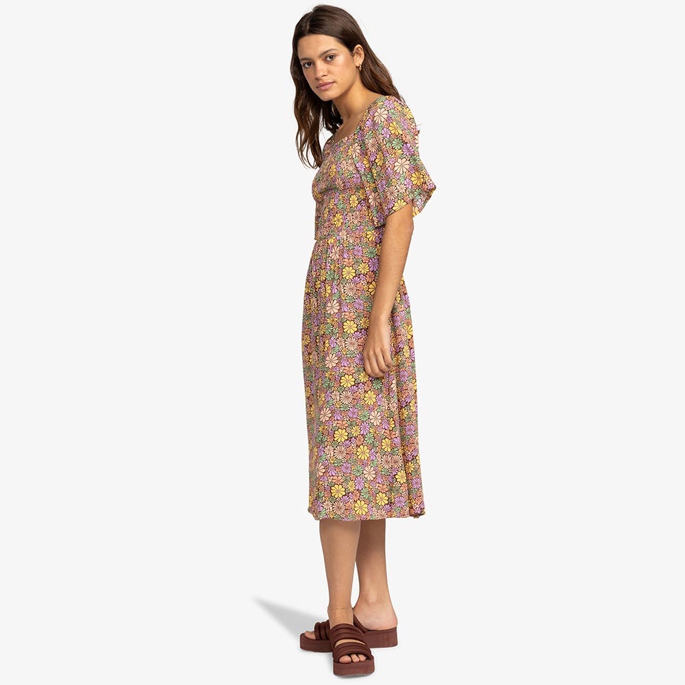 Tropical Sunshine Smock Breezy Midi Dress - Women