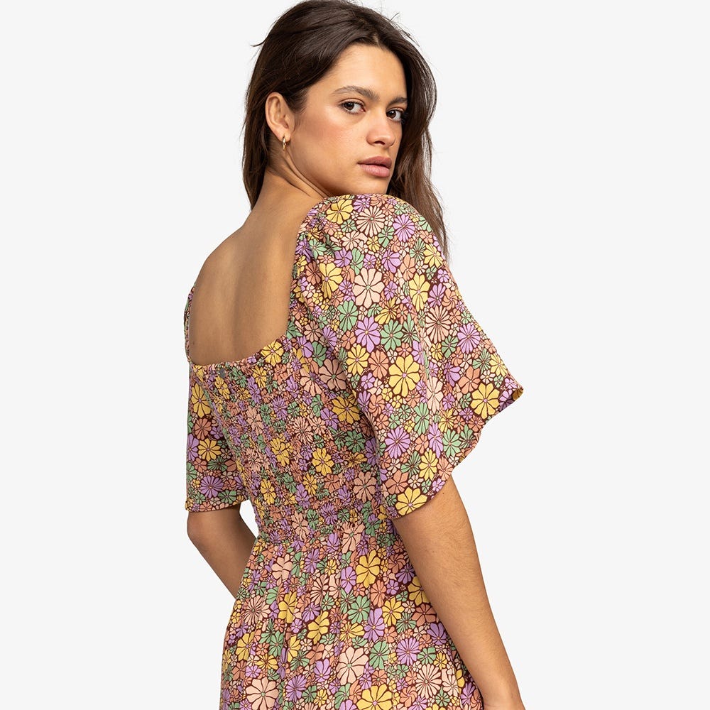 Tropical Sunshine Smock Breezy Midi Dress - Women
