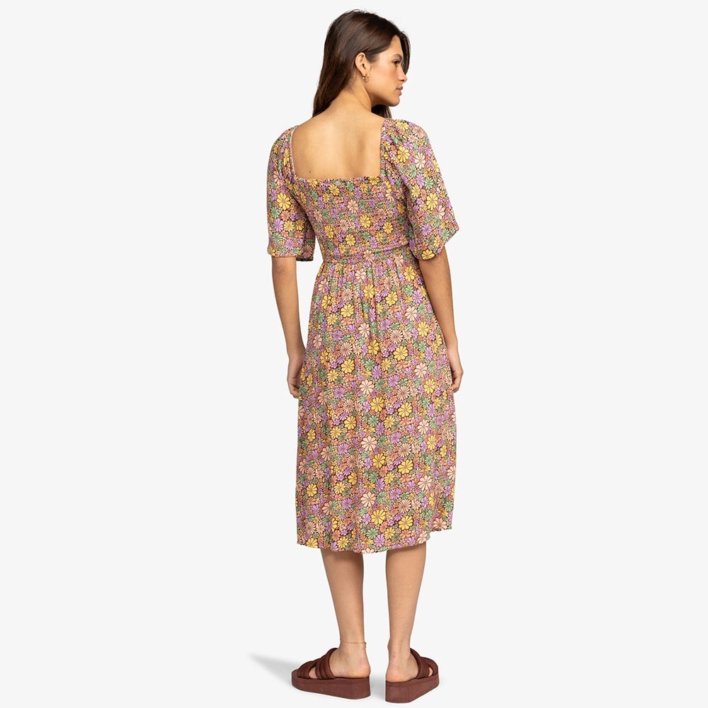 Tropical Sunshine Smock Breezy Midi Dress - Women