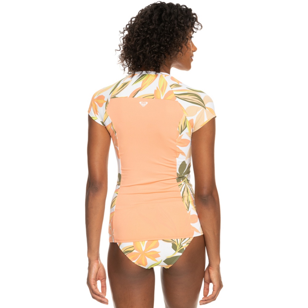 Womens Caps Sleeve Short Sleeve Zip-Up Rash Vest