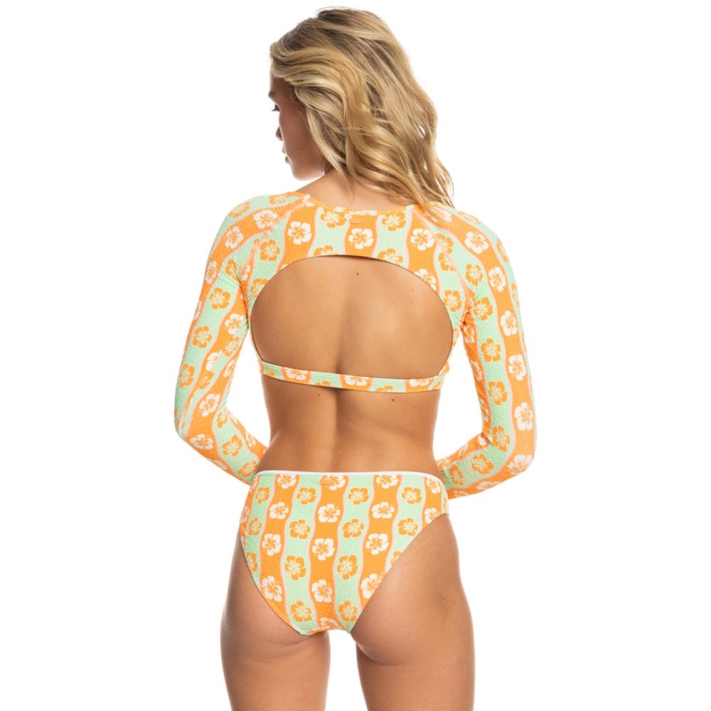 Womens Wavy Babe Cropped Long Sleeve Rashguard In Ambroisia Wave Babe Small