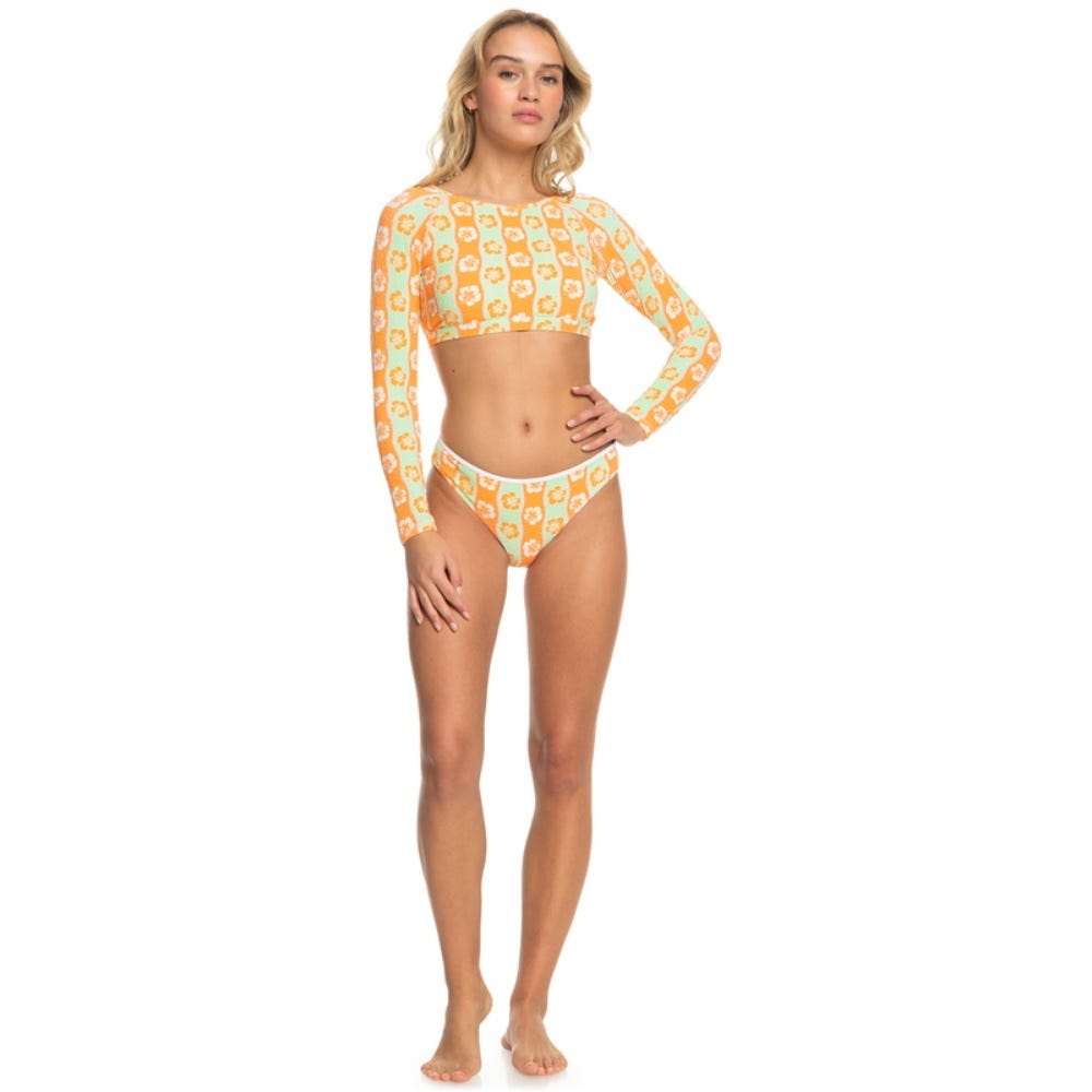 Womens Wavy Babe Cropped Long Sleeve Rashguard In Ambroisia Wave Babe Small
