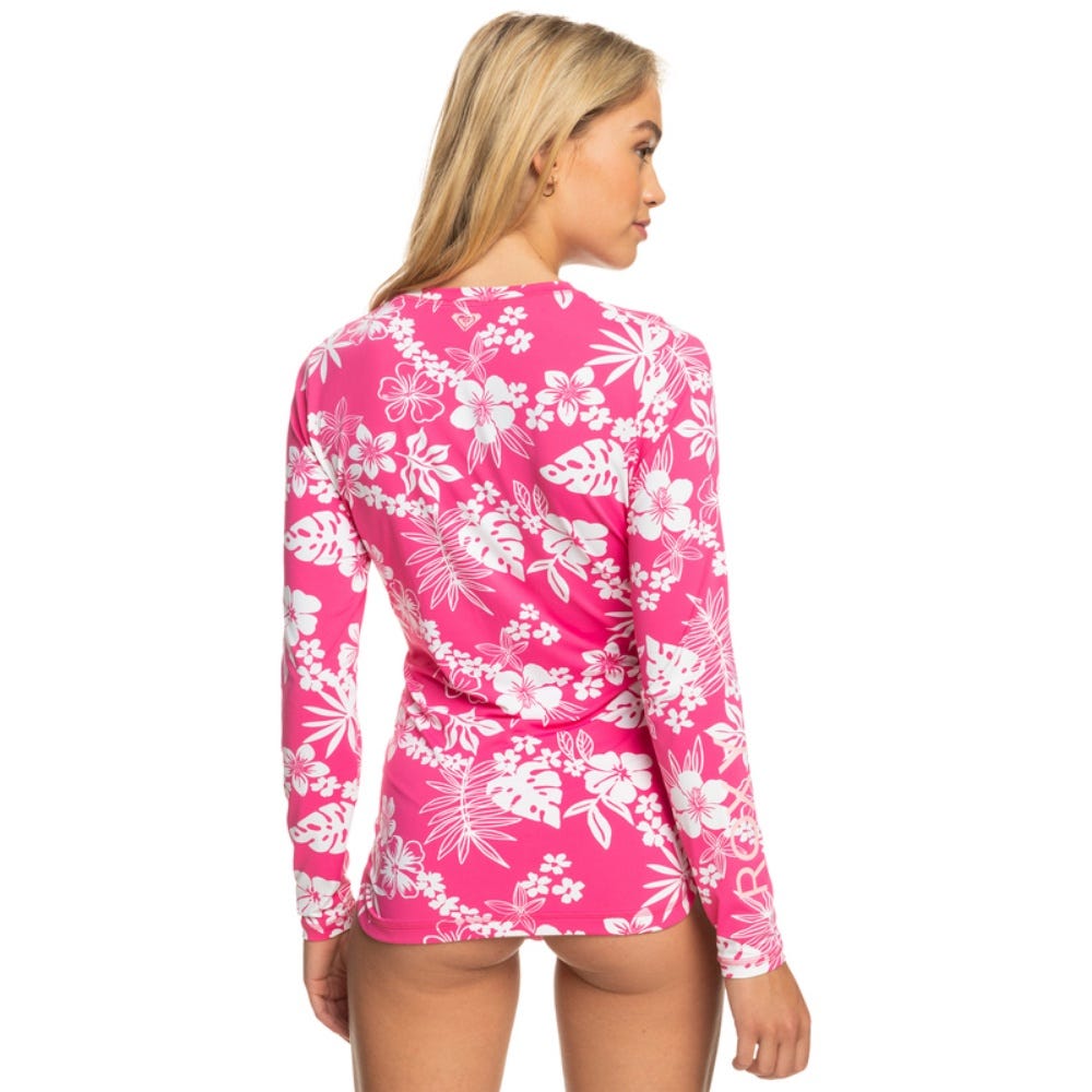 Womens Sea Skippin Long Sleeve Upf 50 Rashguard In Shocking Pink Hello Aloha