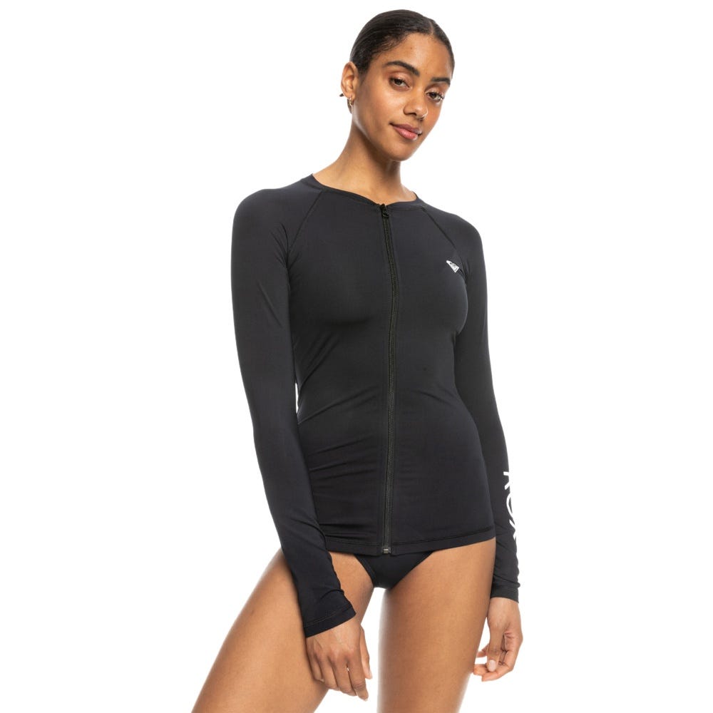 Womens New Essentials Long Sleeve Zip-Up Rash Vest In Anthracite