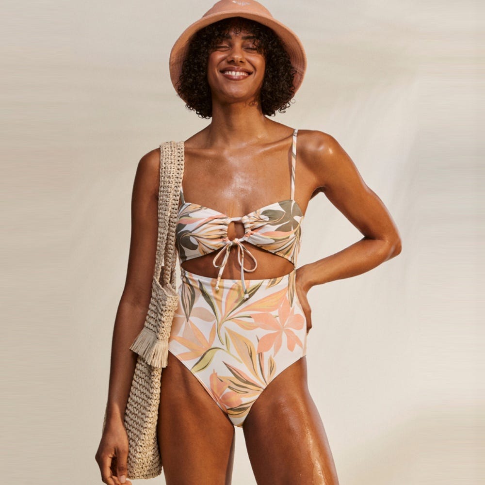 Womens Beach Classics Swimsuit In Bright White Subtly Salty Flat