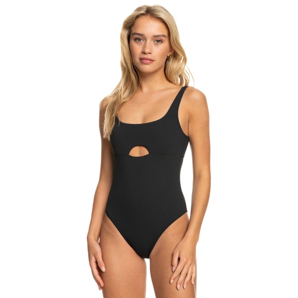 Womens Pro The Double Line One-Piece Swimsuit in Black