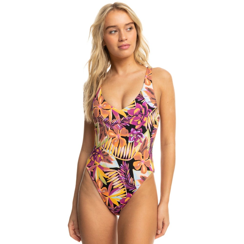 Womens Printed Beach Classics One-Piece Swimsuit In Anthracite Hot Tropics Swim Ax