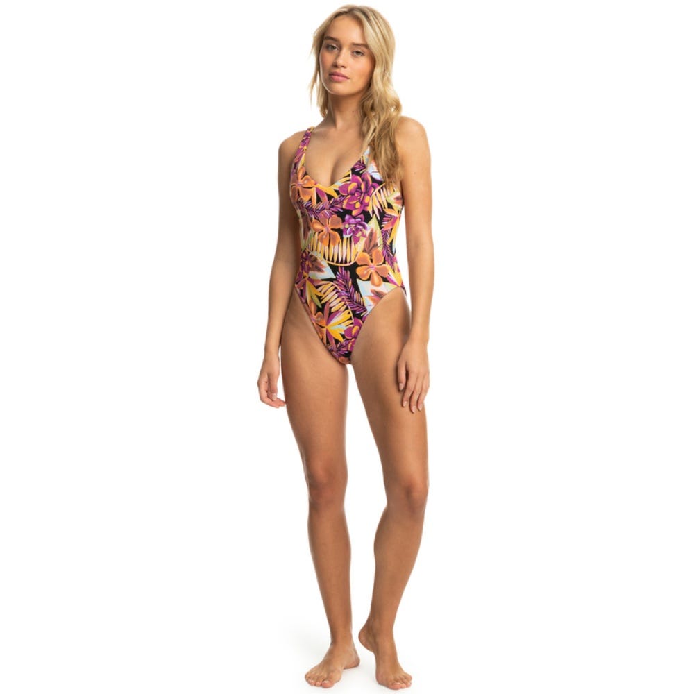 Womens Printed Beach Classics One-Piece Swimsuit In Anthracite Hot Tropics Swim Ax