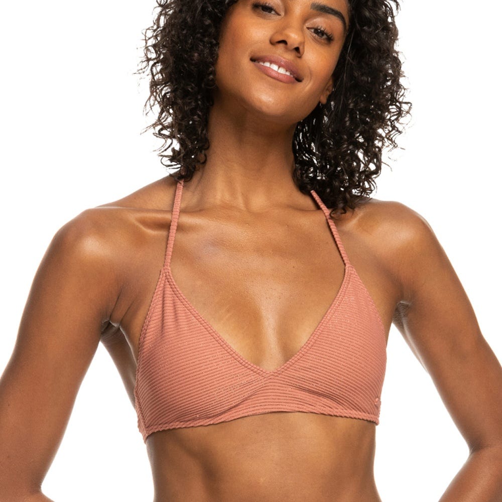 Womens Coconut Crew Triangle Bikini Top in Coral