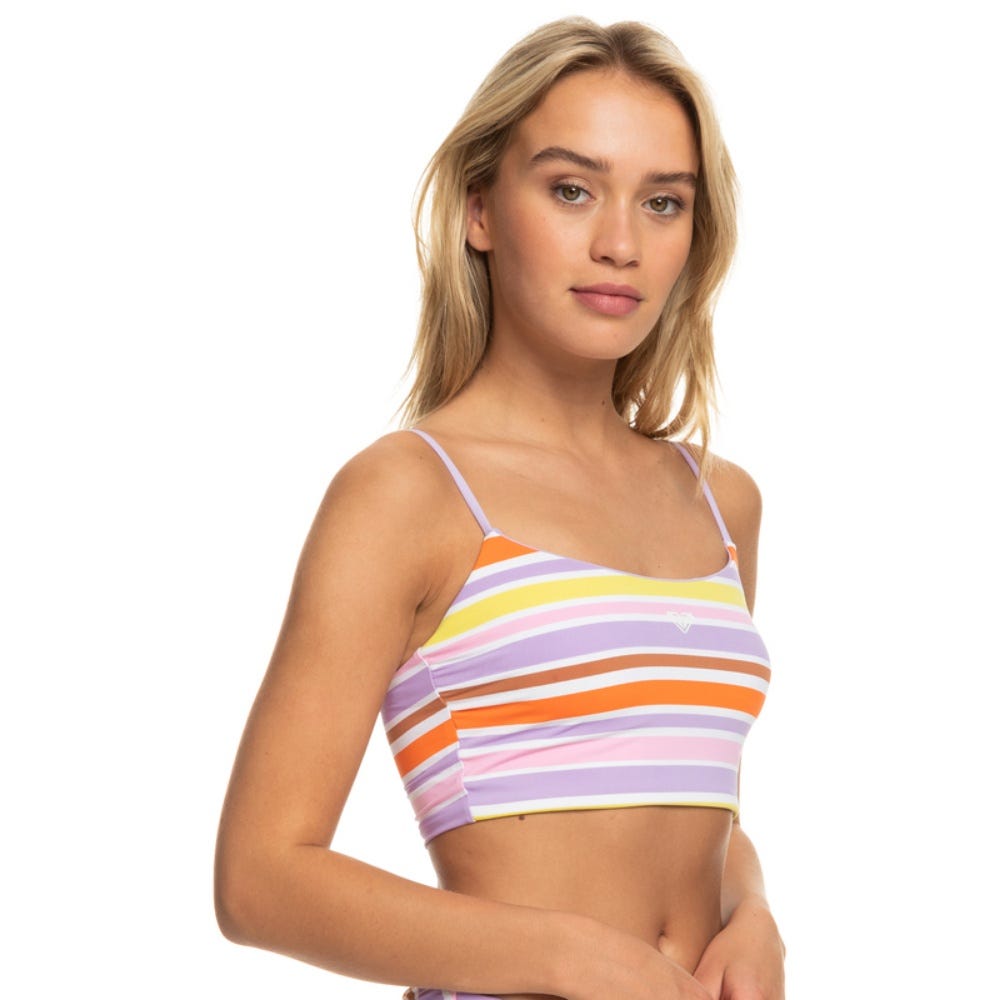 Womens Surf Kind Kate Reversible Tank Bikini Top In Bright White Aloha Stripe Hori