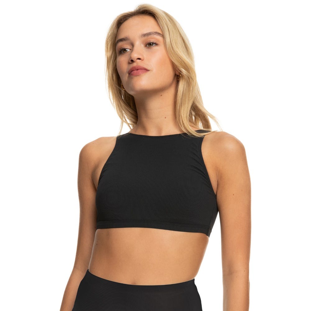 Womens Pro The Pop Up Crop Bikini Top in Black