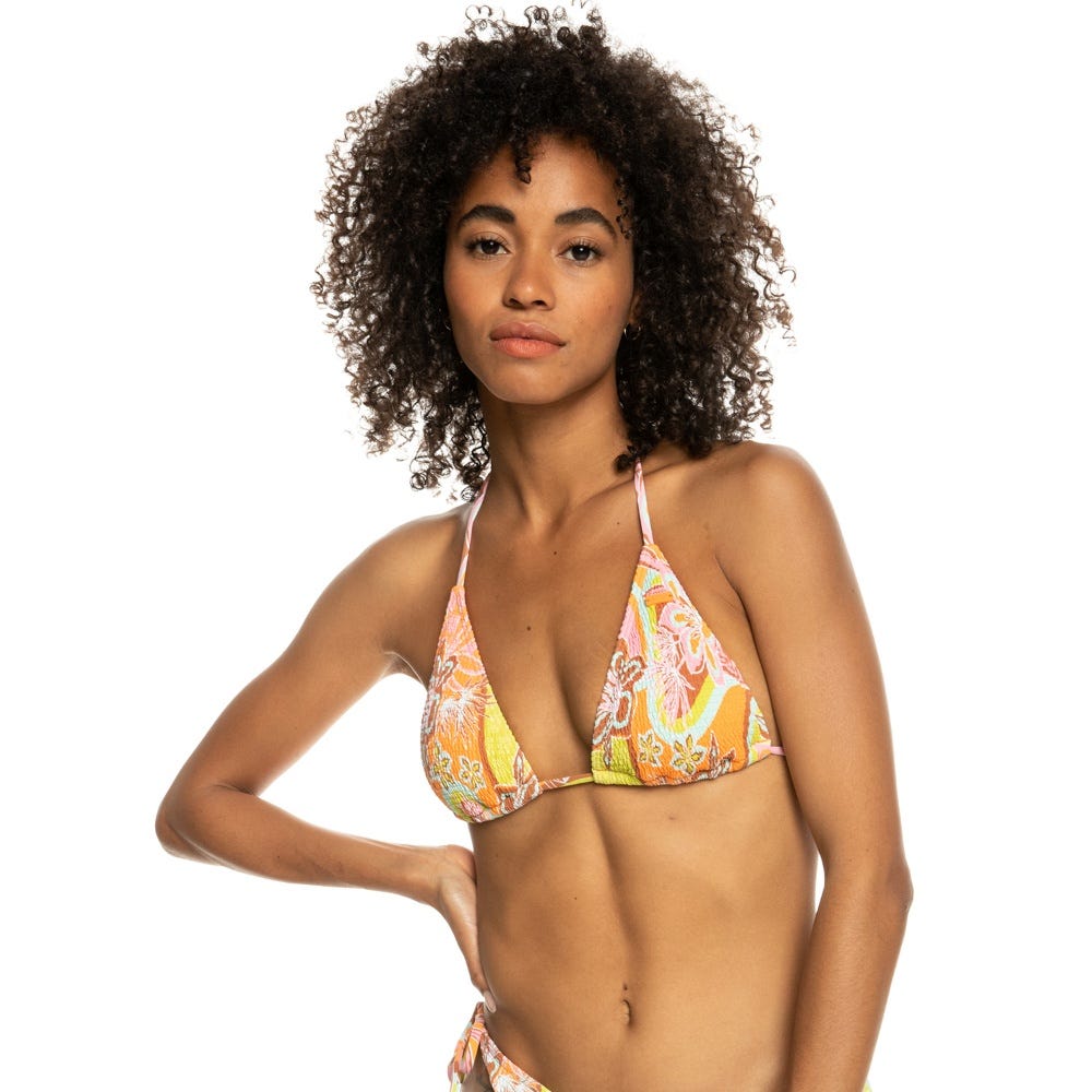 Womens Floraldelic Tiki Tri Bikini Top In Mock Orange Delic