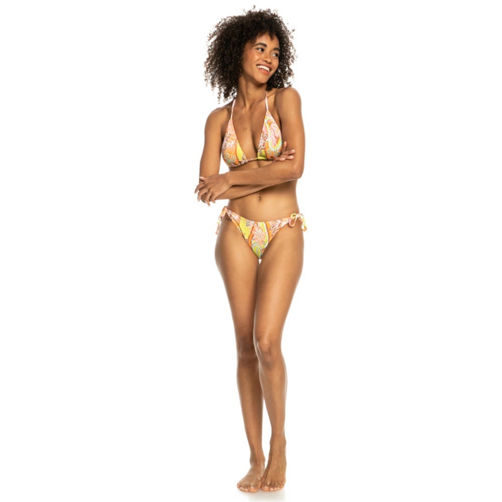 Womens Floraldelic Tiki Tri Bikini Top In Mock Orange Delic