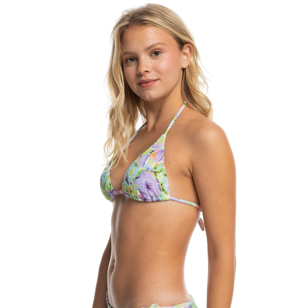 Womens Blumen Tiki Tri Bikini Top In Purple Rose Blumen
