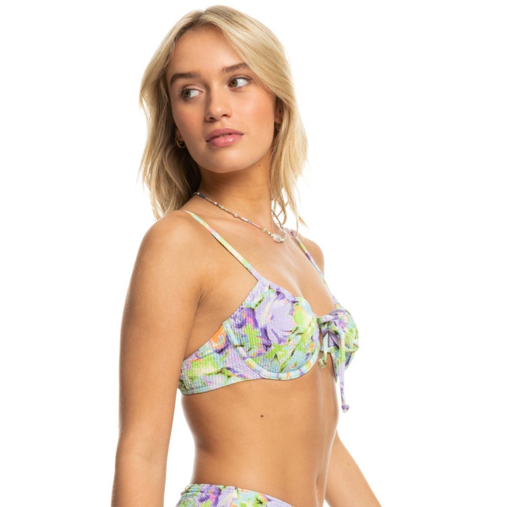 Womens Blumen Bralette Bikini Top In Purple Rose Blumen