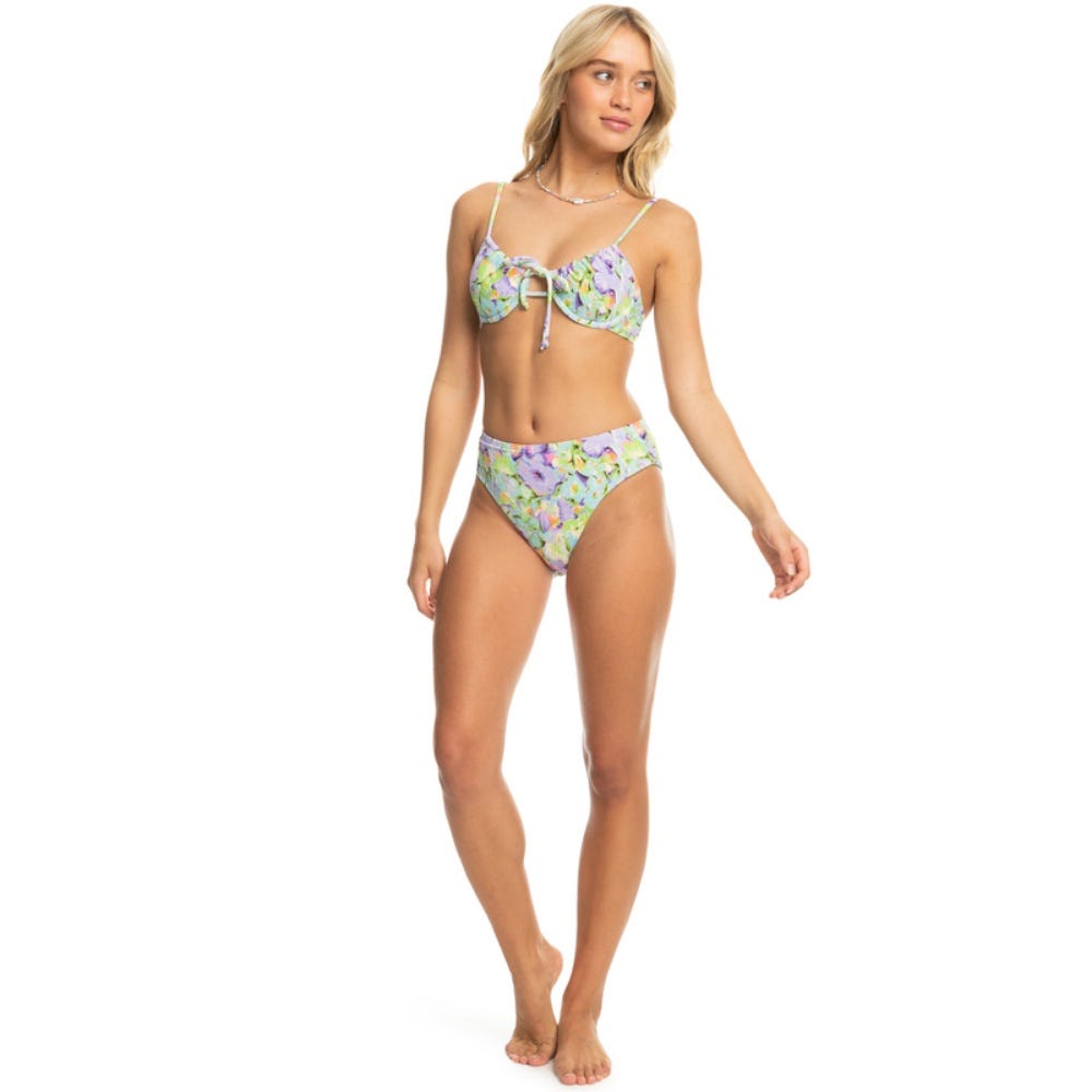 Womens Blumen Bralette Bikini Top In Purple Rose Blumen