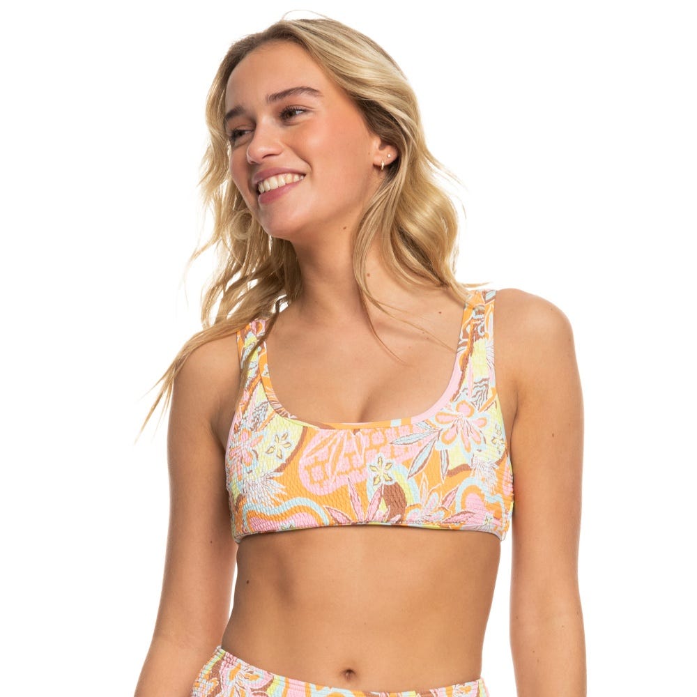 Womens Floraldelic Bralette Bikini Top In Mock Orange Delic