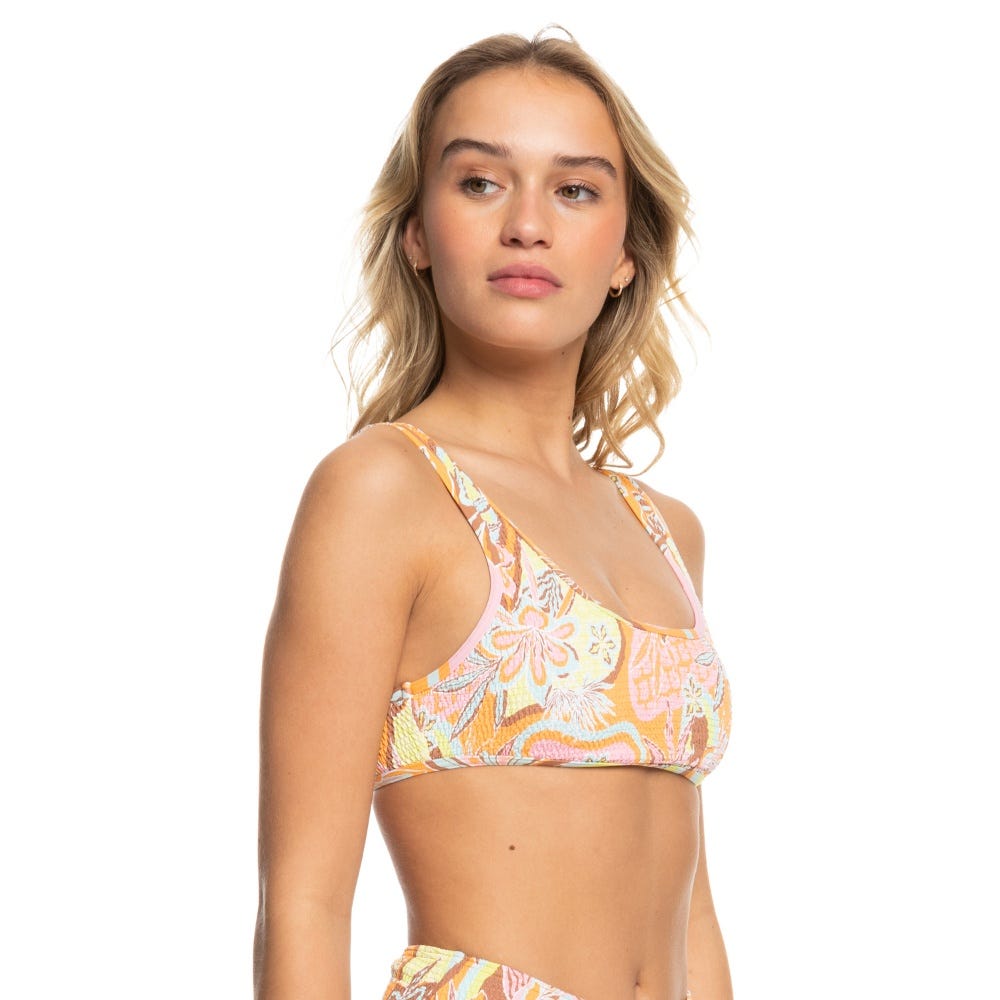 Womens Floraldelic Bralette Bikini Top In Mock Orange Delic