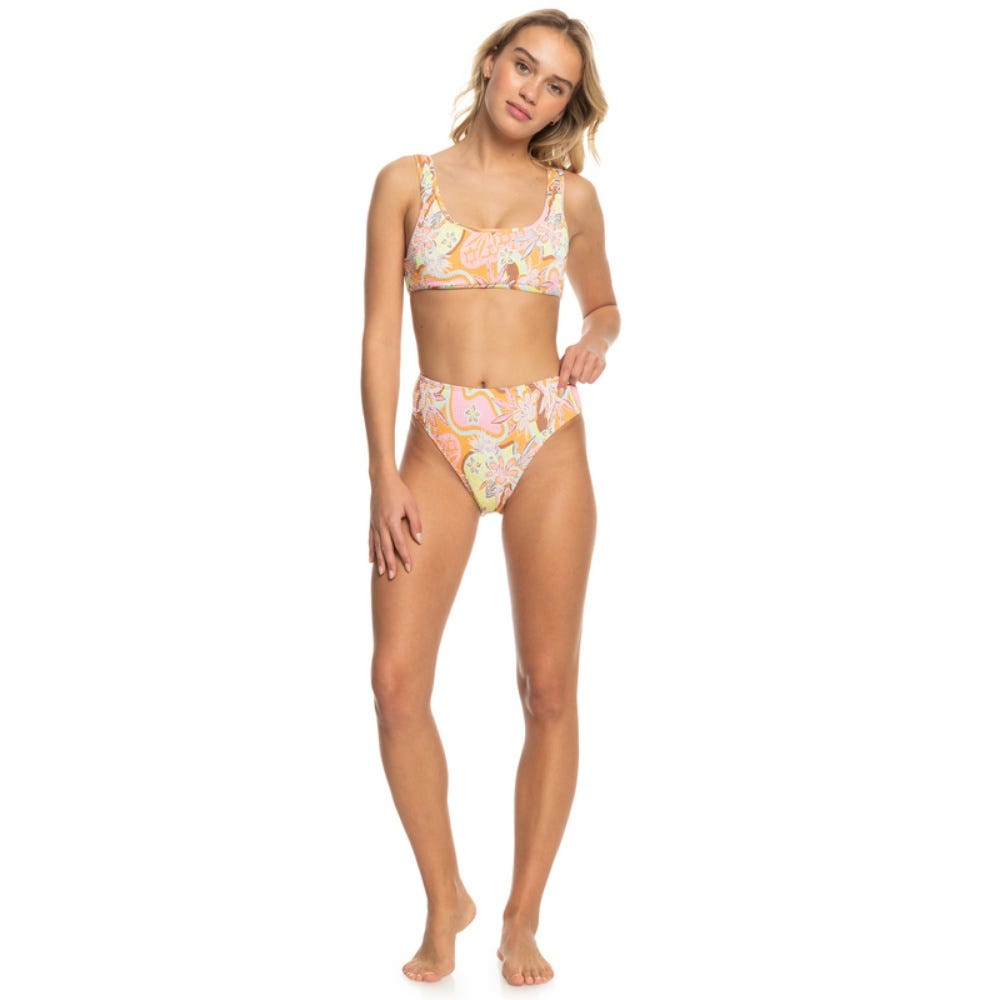 Womens Floraldelic Bralette Bikini Top In Mock Orange Delic