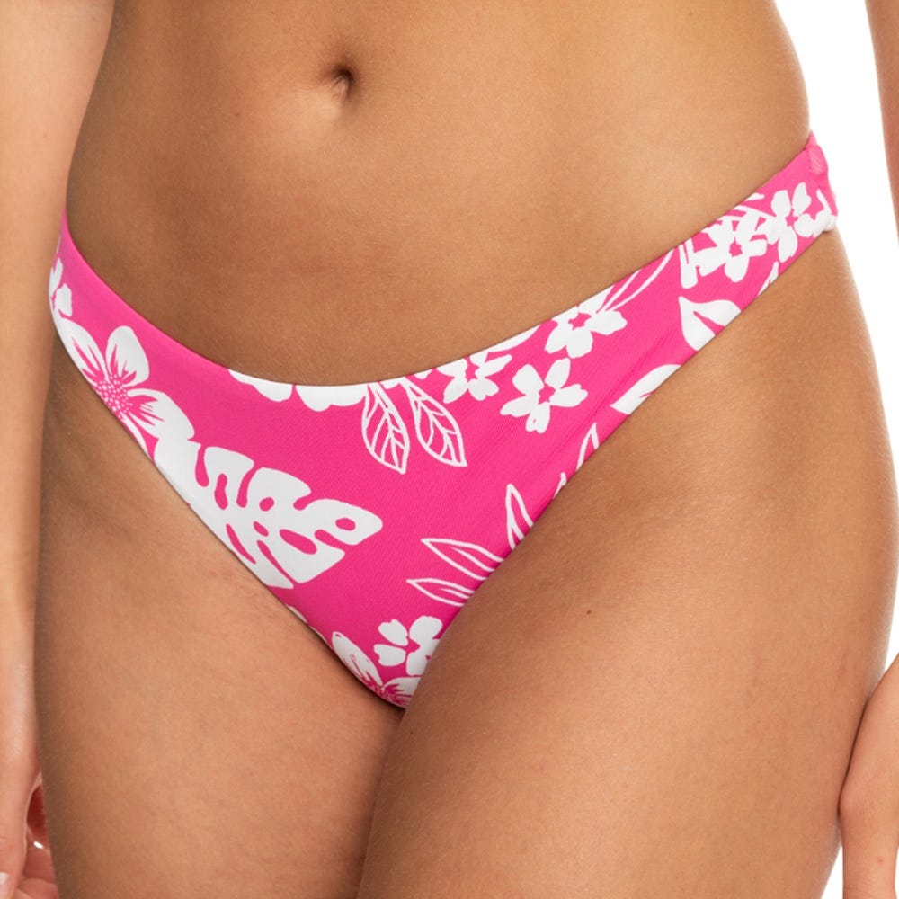 Womens Printed Beach Classics Skimpy Bikini Bottoms in Shocking Pink Hello Aloha