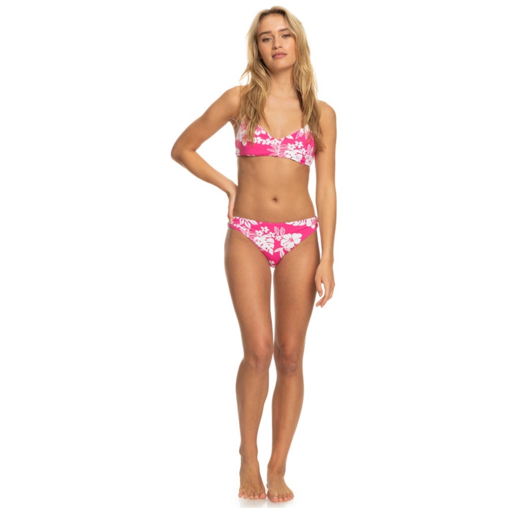 Womens Printed Beach Classics Hipster Bikini Bottoms In Shocking Pink Hello Aloha
