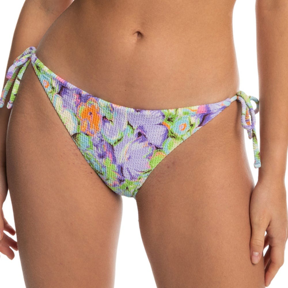 Womens Blumen Tie-Side Bikini Bottoms In Purple Rose Blumen