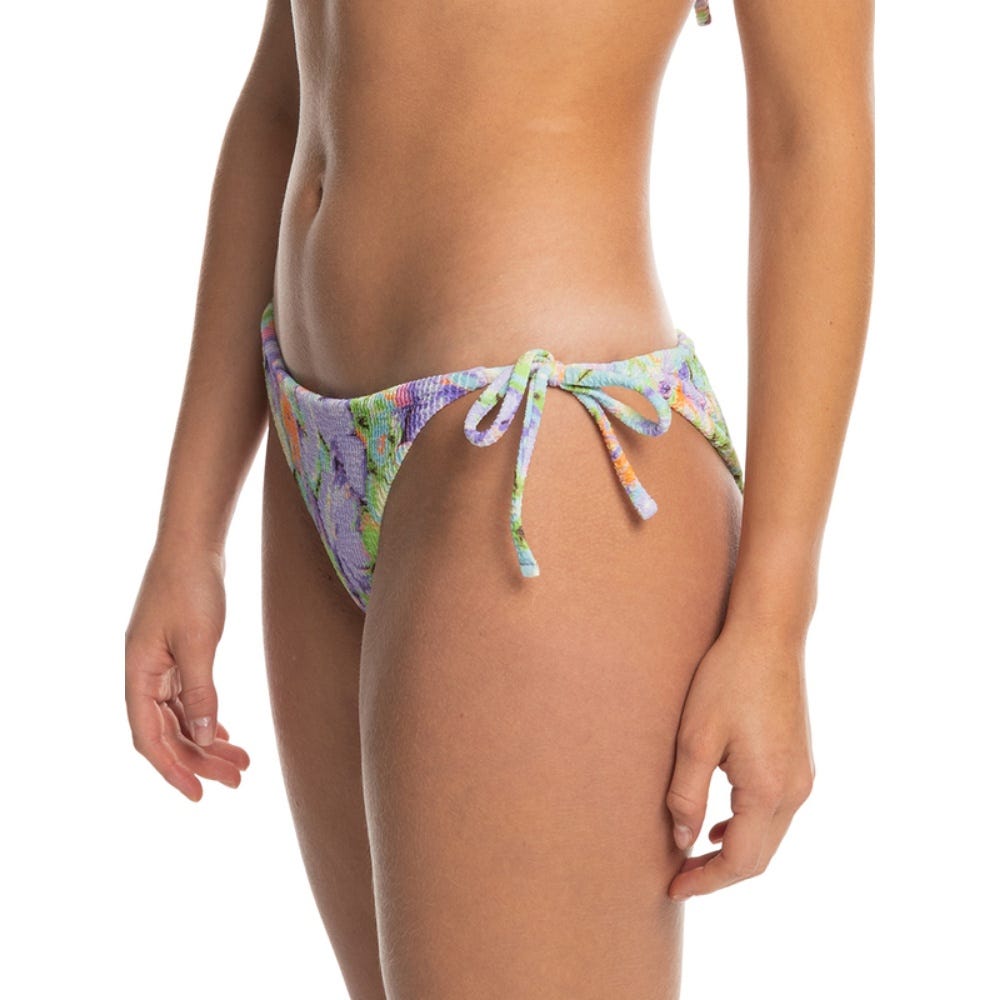 Womens Blumen Tie-Side Bikini Bottoms In Purple Rose Blumen