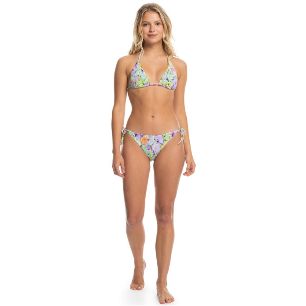 Womens Blumen Tie-Side Bikini Bottoms In Purple Rose Blumen