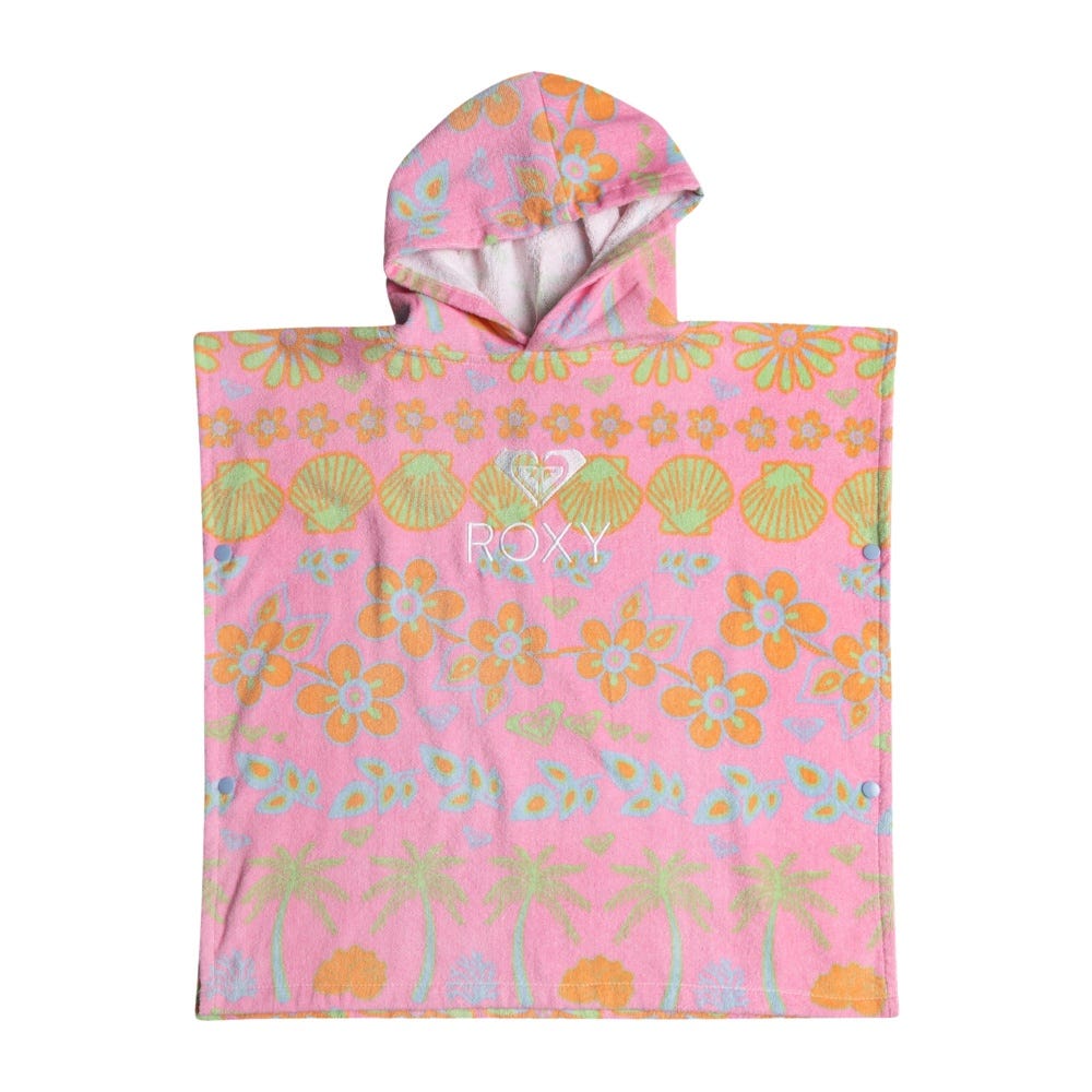 Girl's Stay Magical Printed Hooded Poncho Towel In Sachet Pink Beachy Bebe