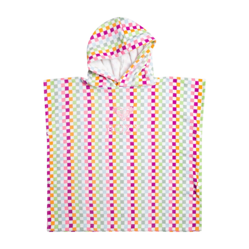 Girl's Stay Magical Printed Hooded Poncho Towel In Bright White Check Check