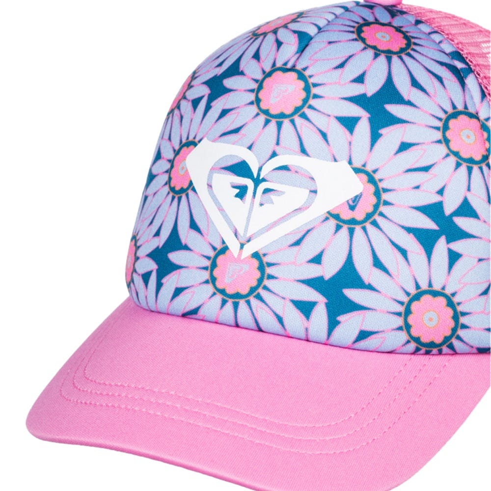 Girl's Sweet Emotions Trucker Cap In Crystal Teal Sol Flower