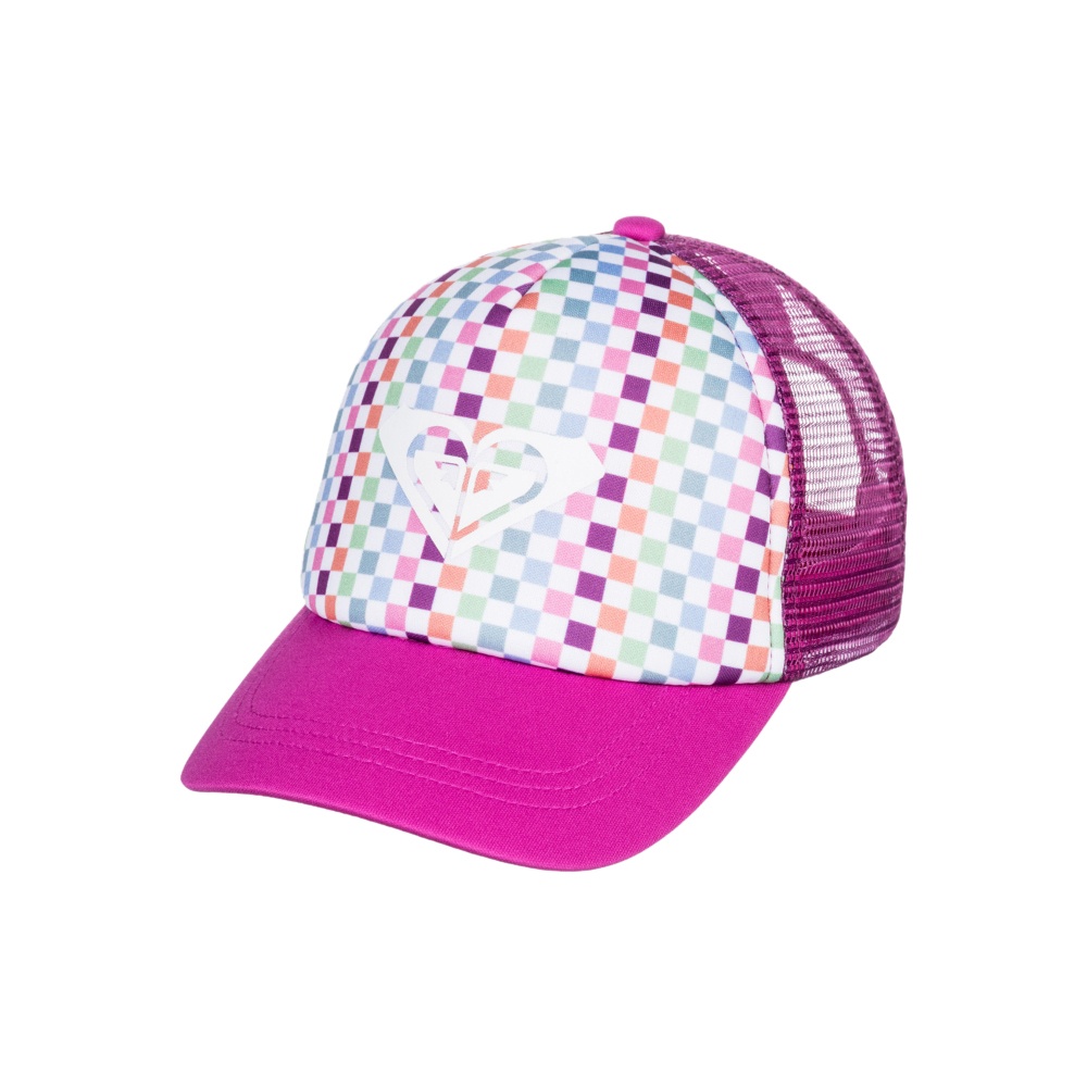 Girl's 2-7 Sweet Emotions Trucker Hat In Bright White Check Check