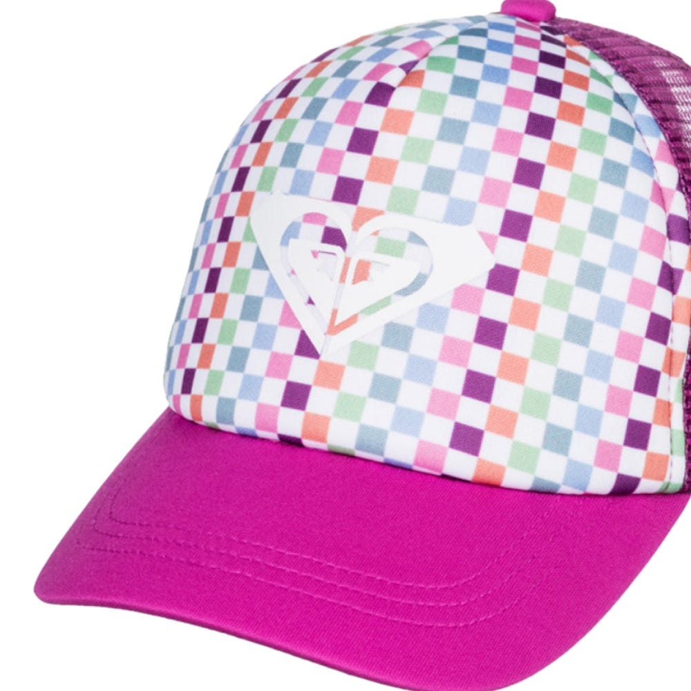 Girl's 2-7 Sweet Emotions Trucker Hat In Bright White Check Check