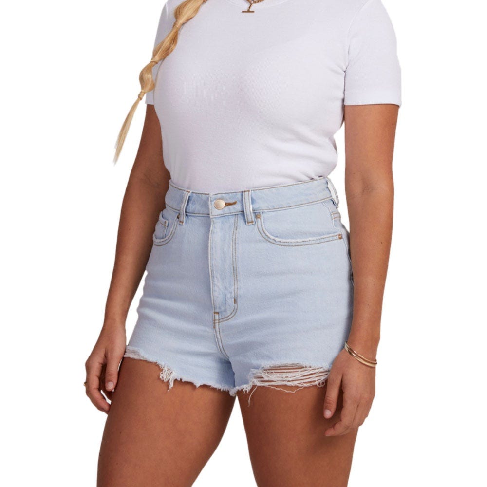 Womens Eva Denim Shorts In Light Blue