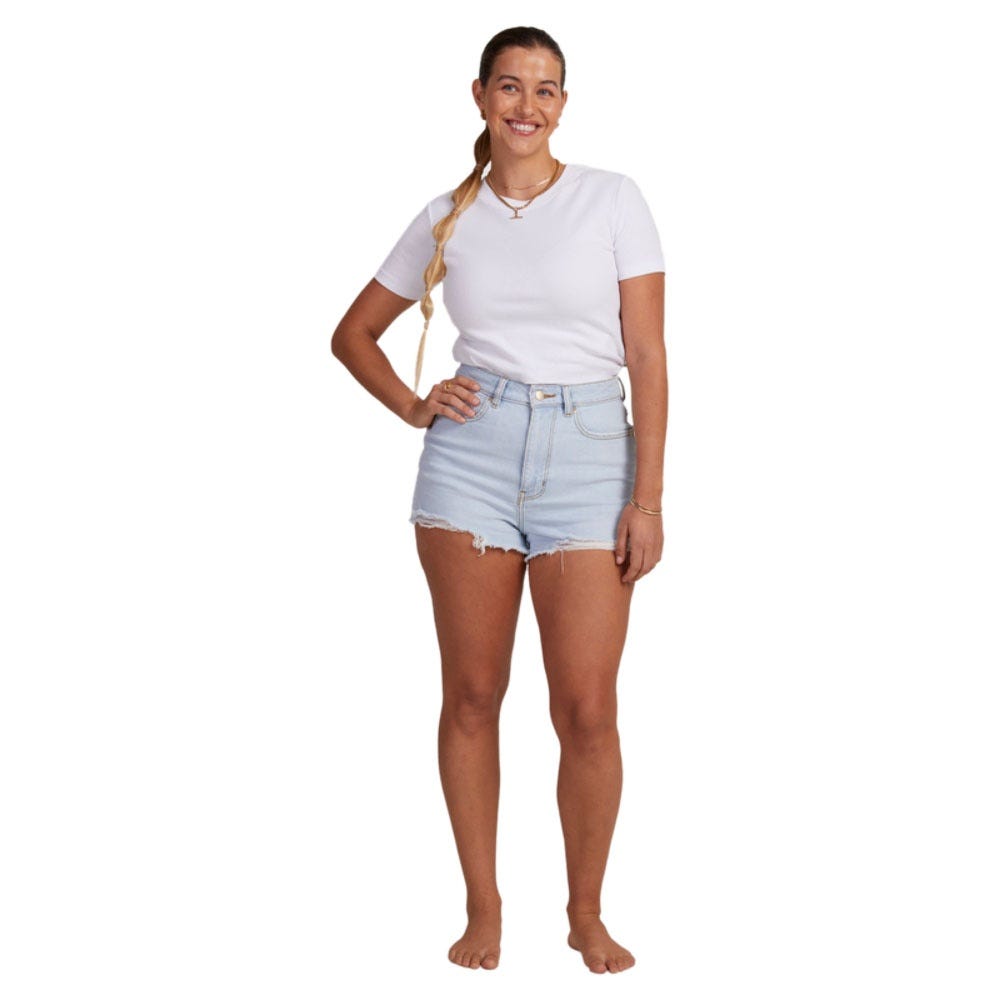 Womens Eva Denim Shorts In Light Blue