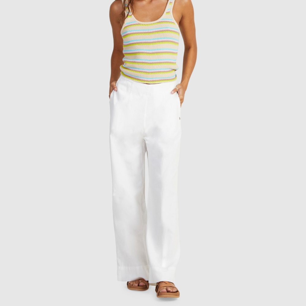 Womens Santorini Linen Pants in White