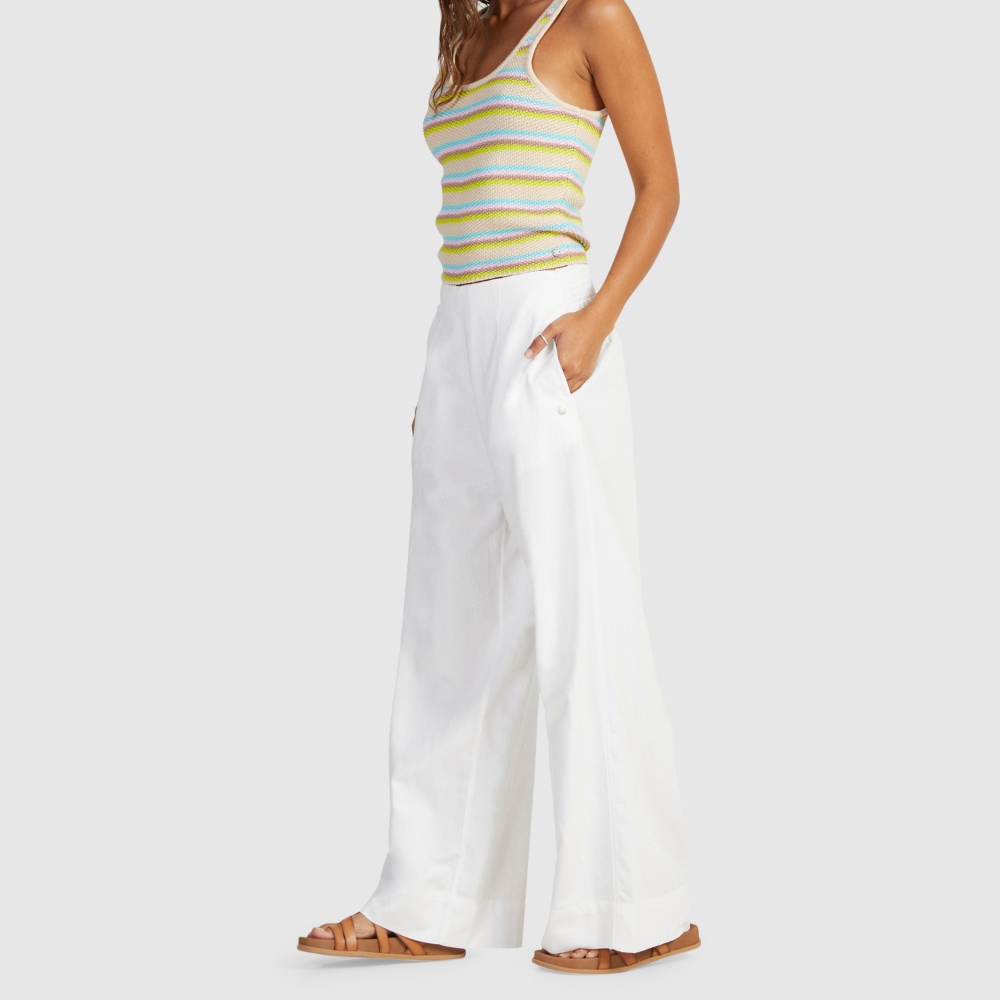 Womens Santorini Linen Pants in White