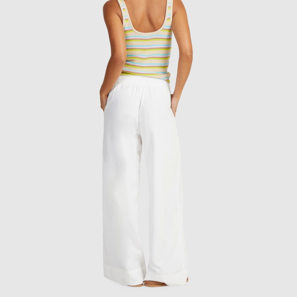 Womens Santorini Linen Pants in White