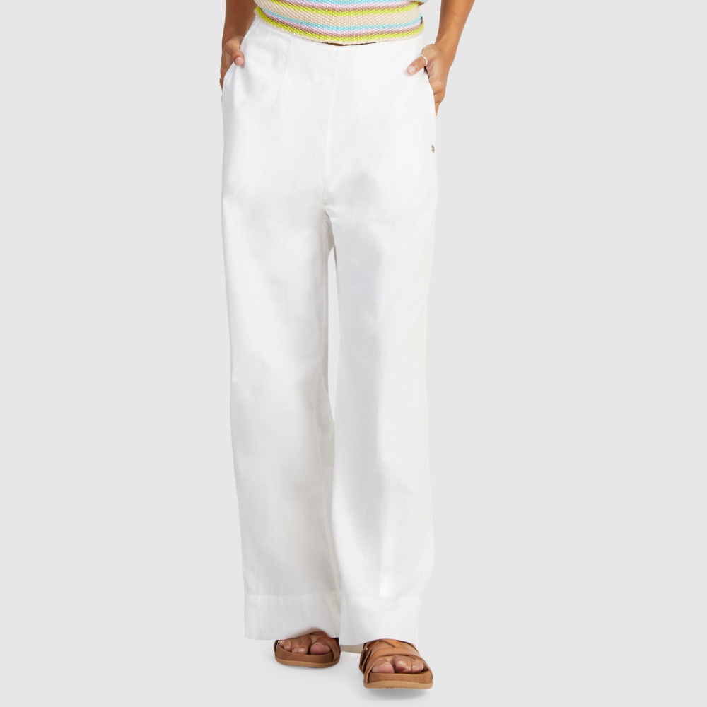 Womens Santorini Linen Pants in White